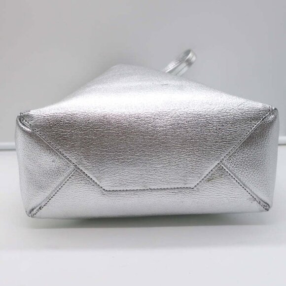 Celine Small Vertical Cabas Tote Silver Metallic Leather Crossbody Bag - Picture 8 of 12